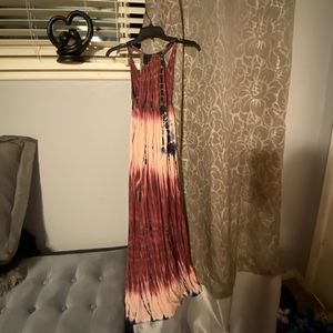 Maxi dress low cut Tie-dye